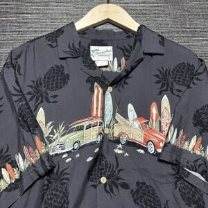 Diamond Head Vintage Shirt Men's M Gray Woody Car Hawaiian Surfboards Rayon